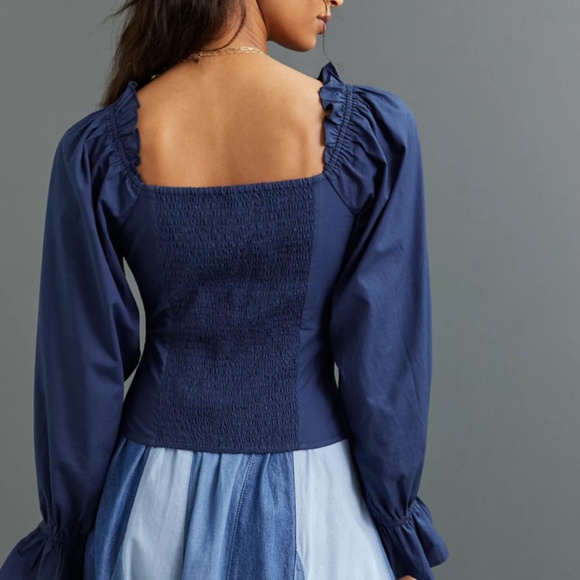 ANTHROPOLOGIE Puff-Sleeved Sweetheart Blouse - Picture 4 of 5